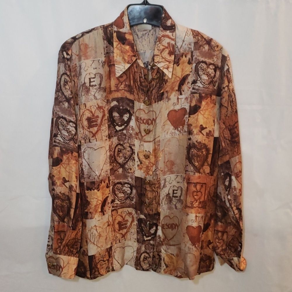 Vintage Escada by Margaretha Ley 1980’s Silk Women's Hunting Camouflage shirt